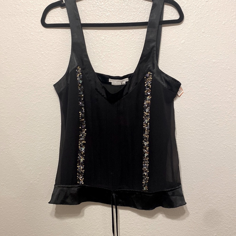 Black sequin top w/satin trim